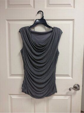 Sleeveless Draped Cowl Neck Top - Gray